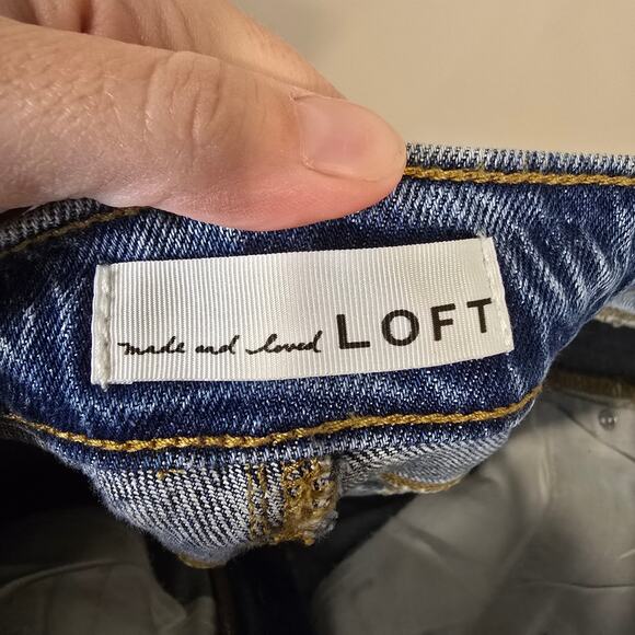 Women's LOFT "The Straight" Jeans with Rhinestones & Raw Ankles | Size 30/10 - Picture 9 of 11